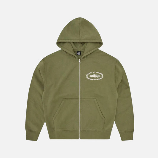 Corteiz RTW Superior Royale Zip Hoodie - Olive