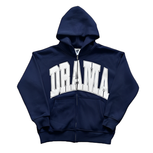 Drama Call Zip-Up Jacket Navy/White - STYL VAULT