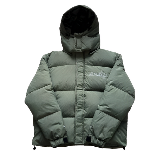 Drama Call Puffah Down Jacket Khaki/White - STYL VAULT