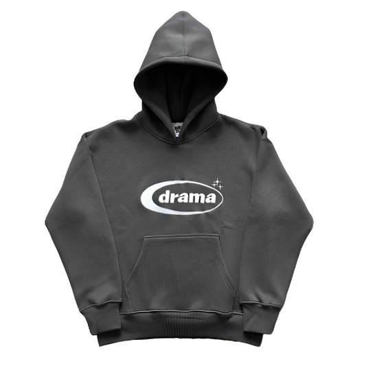 Drama Call Embroidered Hoodie Soot/White - STYL VAULT