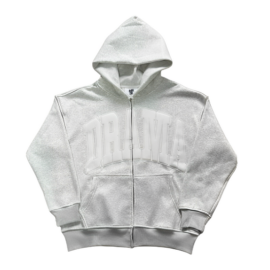 Drama Call Zip-Up Jacket Grey/White - STYL VAULT