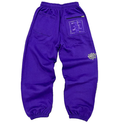 Always Do What You Should Do Sun purple Embroidered Bottoms